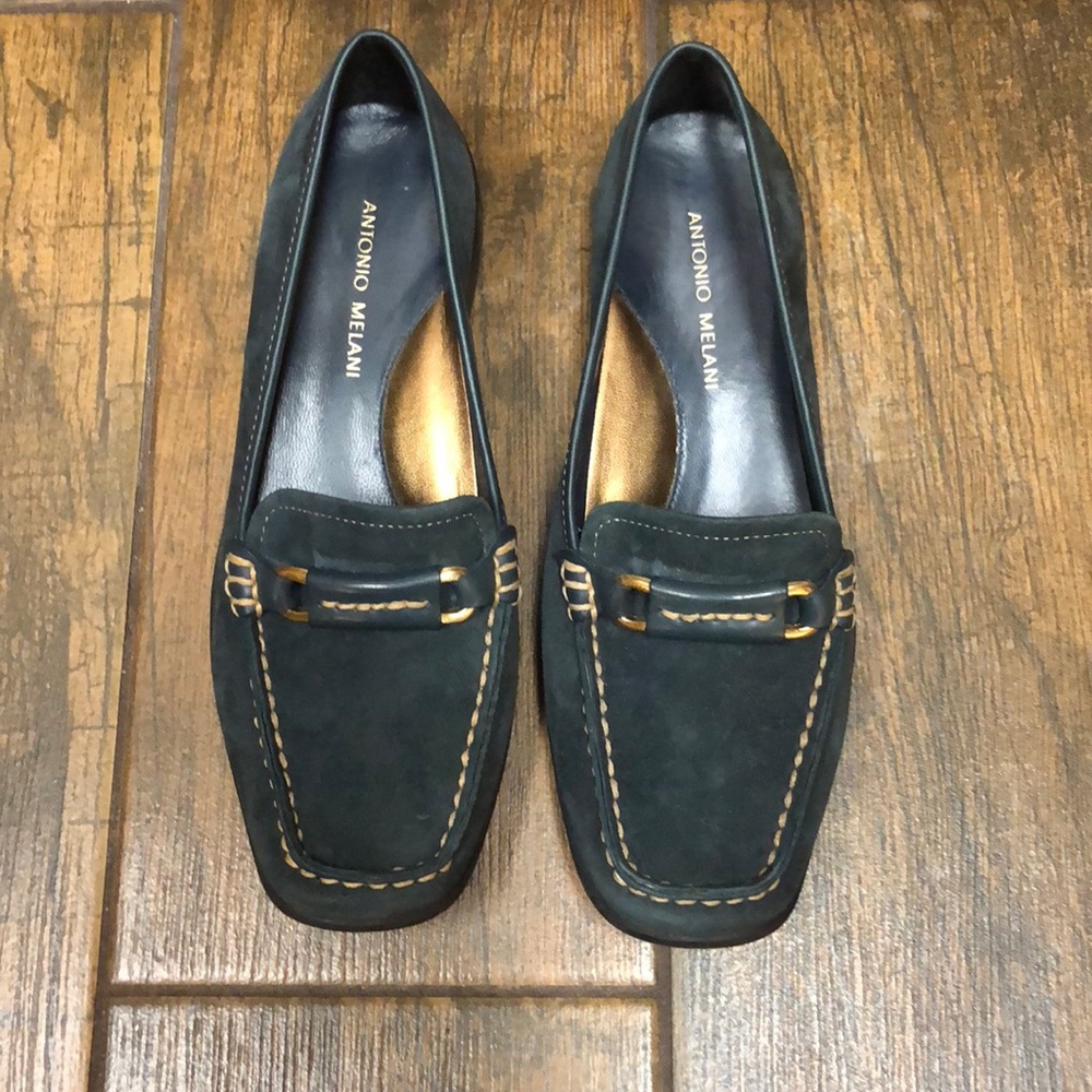 Antonio Melani green suede loafers